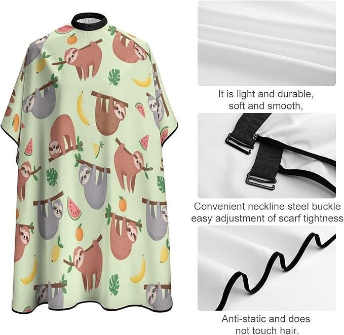 Men Women Adults Watermelon Orange Sloth Hair Cutting Cape, Lightweight Haircut Apron for Styling Hair Cut Hairdresser, Haircut Tools