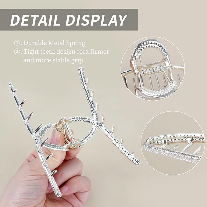 Metal Hair Claw Clips Big Diamond and Pearl Hair Claw Clamps 4.5" Big Butterfly Claw for Women and Girls Hair Accessories for Long Thick/Thin Hair 1 Pcs（Diamond&Pearl）
