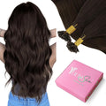 YoungSee U Tip Hair Extensions Human Hair Brown 16 Inch Darkest Brown K Tip Hair Extensions Real Human Hair 50s/50g