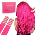 WENNALIFE Tape in Hair Extensions Human Hair Hot Pink Tape in Extensions, 10pcs 20g 12 inch Remy Invisible Tape Ins Straight Colored Soft Real Human Hair Tape in Extensions Refill Set Extensions