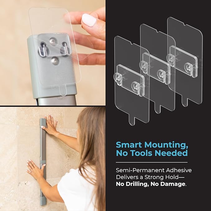 ShowerSMART Rust Resistant Hygienic Shower Caddy – Hanging Bathroom Organizer with Adjustable Shelves, Easy Clean Trays & Magnetic Hooks for DIY Remodels & Shower Niches - Graphite