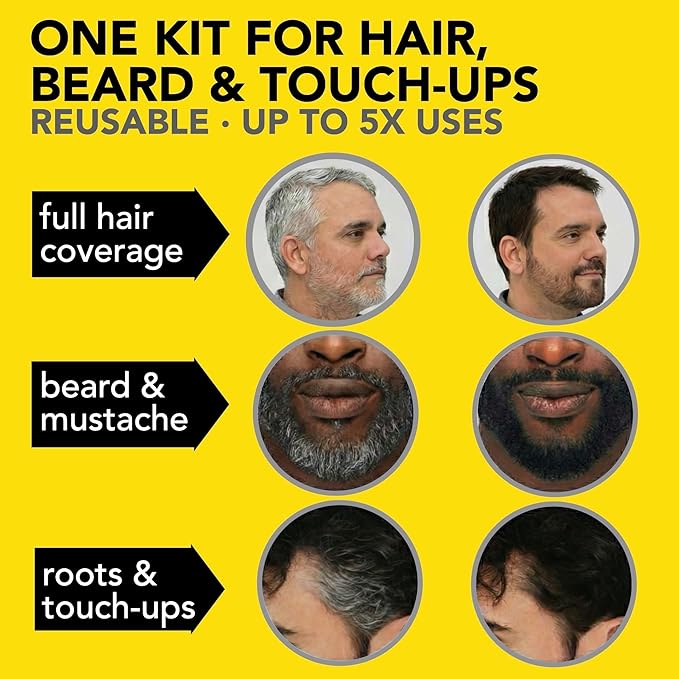 CLEVERMAN Black Hair & Beard Dye for Men, All-in-One Reusable Kit - Natural-Looking Gray Coverage, Professional-Quality, Ammonia-Free, 3.38 Fl Oz (1 Pack), Black, Suitable for Black Hair