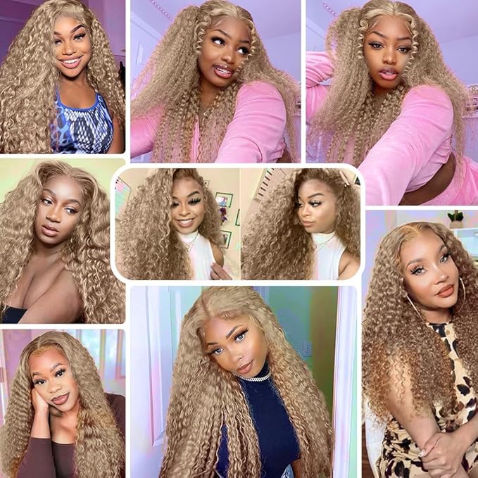 Color #22 Bundles Human Hair Ash Blonde Water Wave Bundle 18 20 22 Inch Niegmeag Color #22 Wet and Wavy Bundle Hair Weave Grey Blonde Color 300g