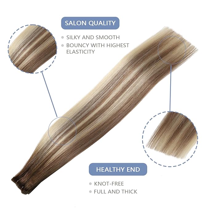 COOKAYU Invisi Edge Tape in Extensions Human Hair Walnut Brown to Ash Brown and Blonde Seamless Injected Tape Ins Straight invisible Hair Extensions 14Inch 30g 20pcs/pack