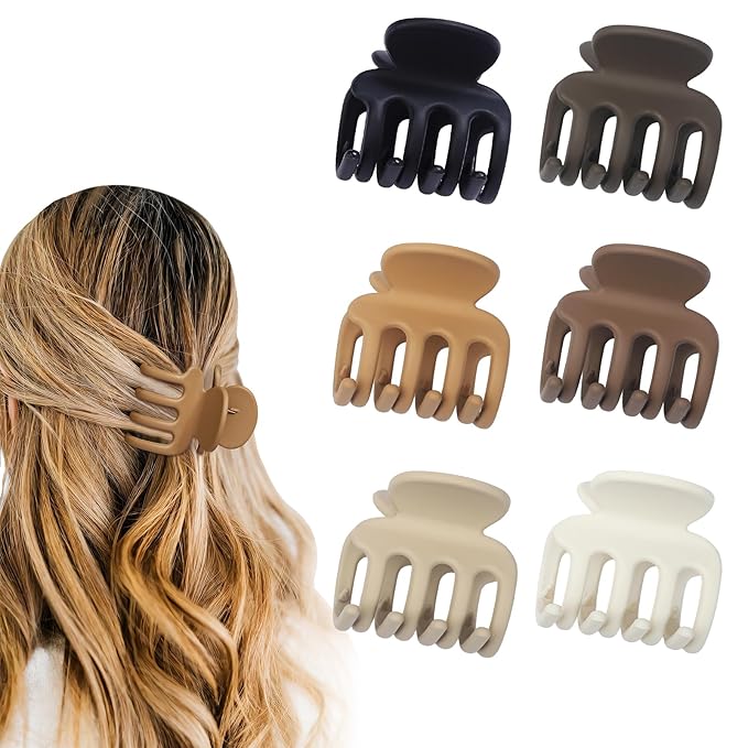 6 Pcs Hair Clips Small Claw Clips for Thin Hair Medium Matte Non-slip Hair Accessories for Women and Girls (Coffee)