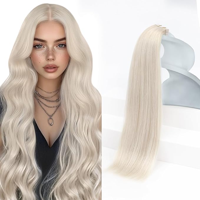 Sunny Hair Blonde Tape in Hair Extensions Human Hair, 18 inch Tape in Extensions Remy Tape ins Human Hair Extensions for Women 50g 20Pcs