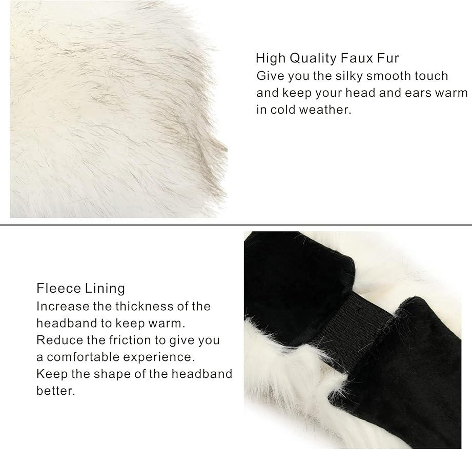 Faux Fur Headband for Women Winter Earwarmer Earmuff with Elastic