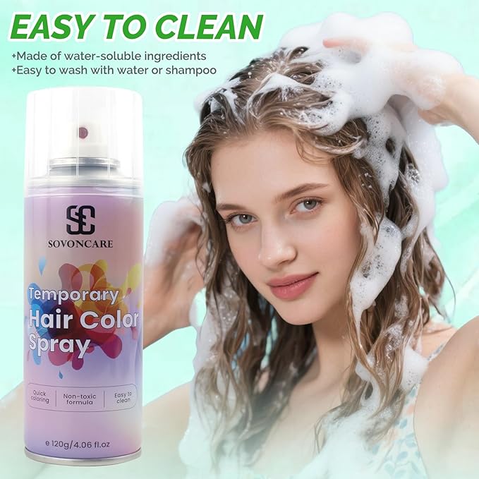 Emerald Green Temporary Hair Color Spray, SOVONCARE Natural Hair Wax Dye Spray for Kids Halloween, Christmas Party, Cosplay -On 1-Day Washable 120ML
