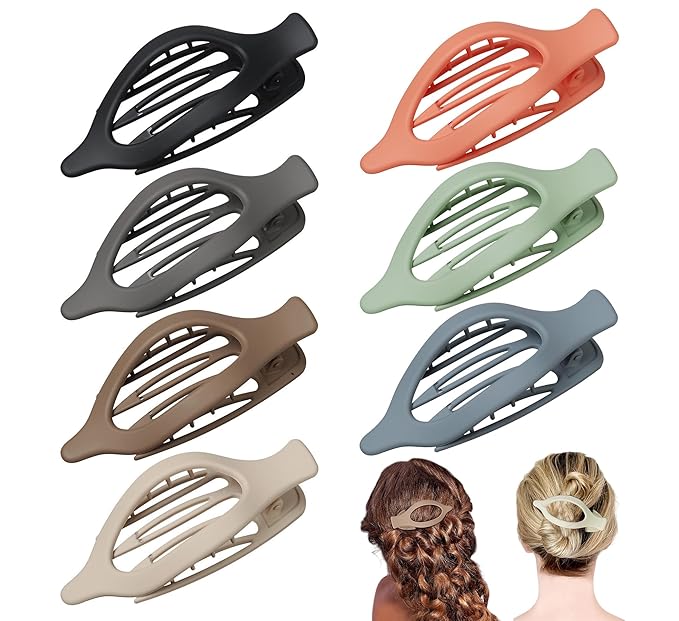 French Concord Flat Hair Clips - 7Pcs Strong Hold Jaw Claw Clips for Women Girls Thin Thick Curly Straight Hair Accessorie (7pcs Oval)