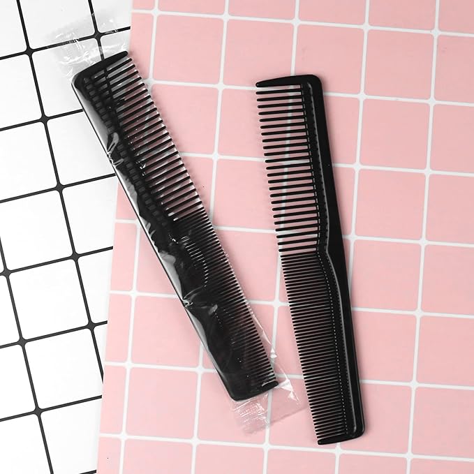 Hair Comb, 50 Pack Disposable Combs Individually Wrapped, Sturdy Double Tooth Hair Pocket Comb, Bulk Combs for Homeless, Charity, Care Pack, Black