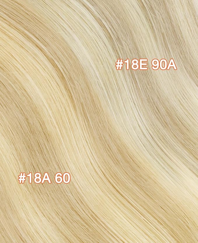 GOO GOO Invisi Edge Tape in Hair Extensions Human Hair, 18AT60A Pearl Ash Blonde Highlights, 10pcs 16inch 25g, Virgin Remy Hair, Seamless Injected Tape, Natural Look