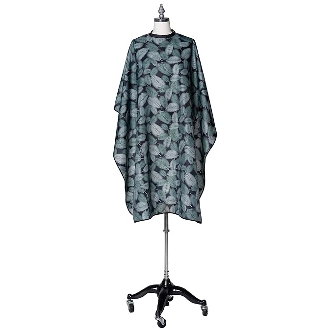 Fromm Professional Client Hair Styling and Hair Cutting Cape, Water and Stain Repellent Teflon Coating for Shampoo Bowl and Wet/Dry Cutting, 44" x 58", Palm Leaves