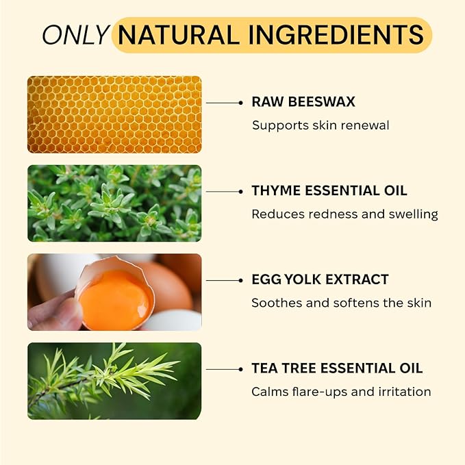 MyMagicHealer Thyme & Tea Tree Flare Care | Ingrown Hair, Razor Bumps, Cystic Acne, Blind Pimples, Bartholin, Pilonidal Cysts | Folliculitis Cure | Piercing Care w/Egg Yolk Extract & Tea Tree 2 oz
