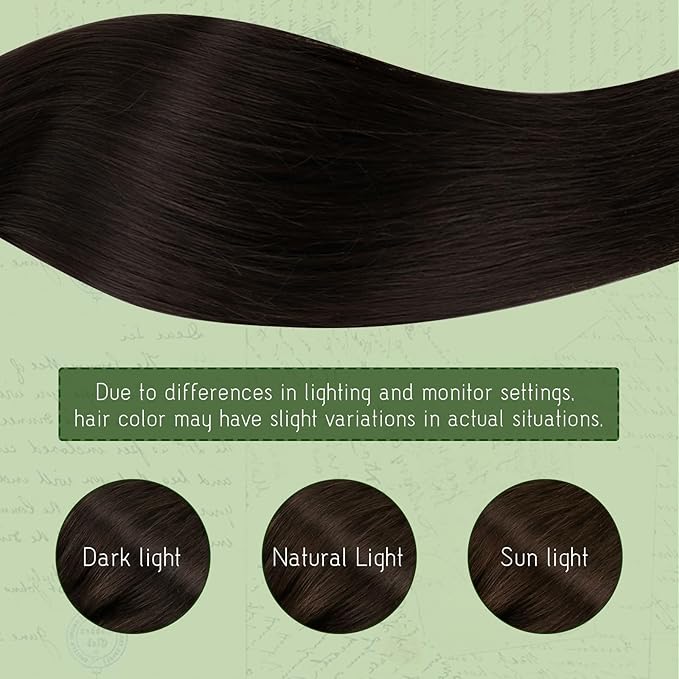 RUNATURE Clip in Hair Extensions Real Human Hair, 14 Inch 120g 7pcs Thick Human Hair Clip in Extensions Brown, Remy Hair Extensions Clip ins, Full Head Tangle Free Hair #2 Dark Brown