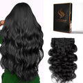 Clip in Hair Extensions Real Human Hair Body Wave 1 Jet Black Clip in 100% Brazilian Remy Human Hair Extensions 8pcs Per Set with 18 Clips Double Weft 24 Inch 120g/3.6oz