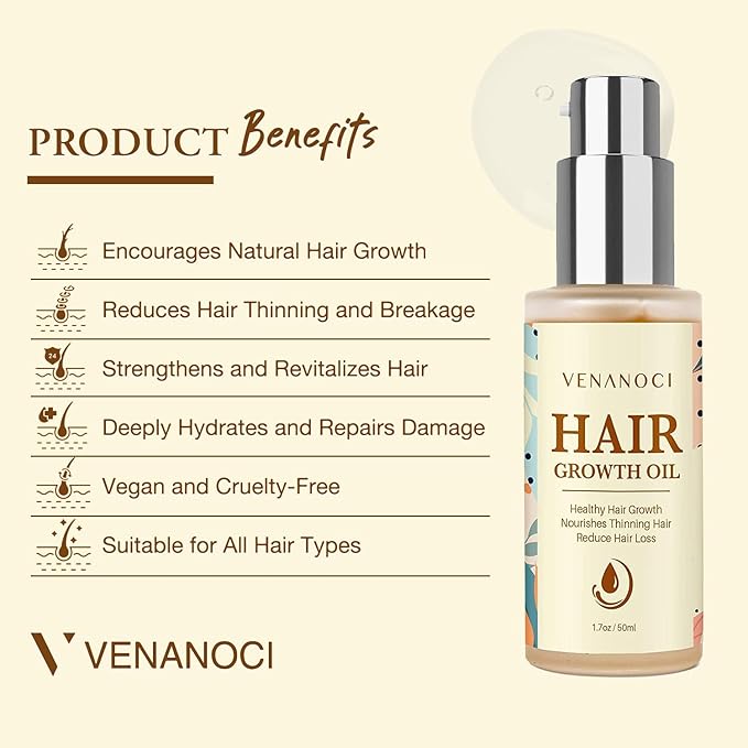 Hair Growth Oil with Rosemary & Biotin: Natural Hair Regrowth Serum for Women & Men – Anti Hair Loss & Thinning Treatment – Promotes Thicker, Fuller, Stronger, Healthier Hair – All Hair Types