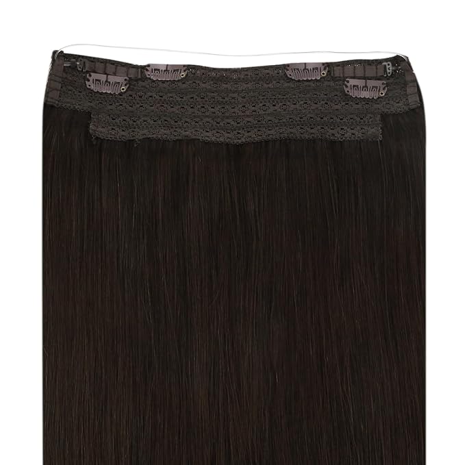 YoungSee 130G Brown Wire Hair Extensions for Women Dark Brown Secret Wire Hair Extensions Human Hair Invisible Headband Hair Extension Remy Hair 20Inch
