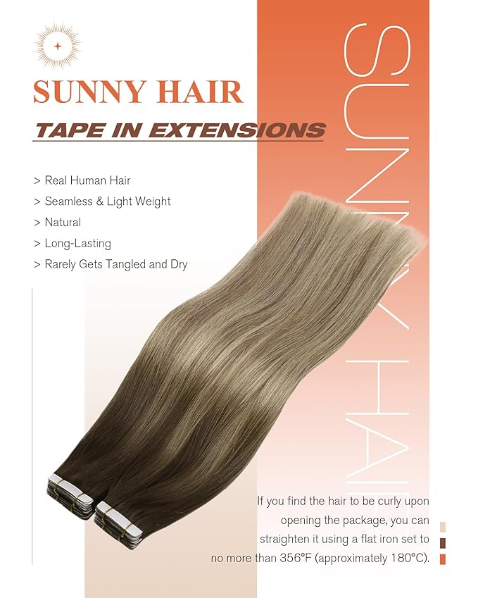 Sunny Hair Tape in Hair Extensions Human Hair Brown Balayage Blonde Tape in Extensions 12 Inch Real Hair Extensions Tape in 20Pcs 30g