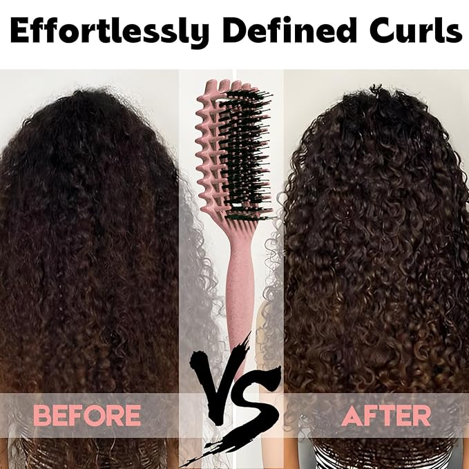 Curly Hair Brush Candybrush Curl Defining Brush for Detangling Shaping and Defining Curls for Women, Men, Wet & Dry Hair (Matte Pink)