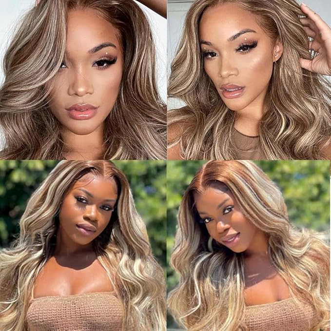 Highlight Human Hair Bundles Blonde Body Wave Bundles 12 14 16 Inch Niegmeag Brazilian Virgin Remy Hair Extensions Double Weft Real 2 Tone Blonde Mixed With Brown Bundle Hair Weave