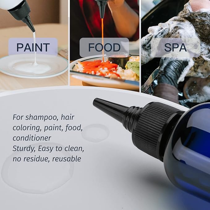 Tekson Hair Color Applicator Bottles, 5 Pack Refillable Squeeze Bottle, Empty Plastic Twist Top Cap Bottles (3.4 OZ, Blue)