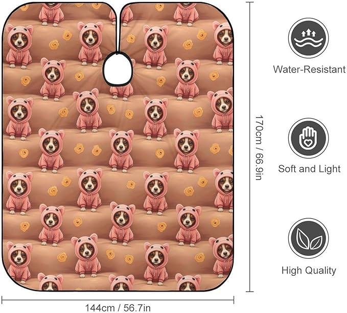 Adjustable Hairdresser Cape, Haircut Hairdressing Cloth Apron Cute Chihuahua Puppy Dog Pink Shampoo Cutting Household Capes Wrap for Hair Cutting
