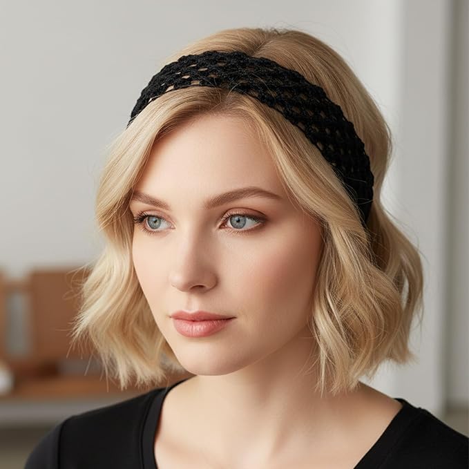6pcs Crochet Headband Multi Color Retro Knit Elastic Headbands for Women - Soft Stretch Headbands for Parties, Sports, and Everyday Wear