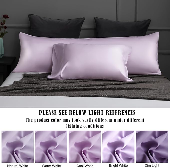 TELUS Pillow Cases Standard Size 2 Pack, Bamboo Rayon & Lyocell Pillowcase with Envelope Closure, Cooling Breathable Pillow Cover for Hot Sleeper & Night Sweats, 20x26 inch, Light Purple