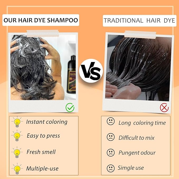 Hair Dye Shampoo Light Brown, 3 in 1 Long-Lasting Hair Color Shampoo with Herbal Ingredients, Instant Natural Color, Easy Application at home for Women Men 16.9 Fl Oz