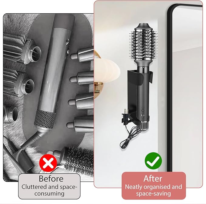 Curling Iron Holder Wall Mount and Resistant Silicone Mat Pouch, Hair Styling Tool Storage Razor Holder for Hair Straightener Curler Hot Hair Tools, Curling Accessories