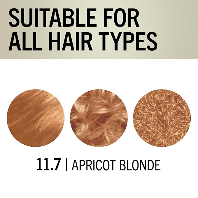 Schwarzkopf Keratin Blonde Hair Dye, 11.7 High Lift Apricot Blonde, Professional Quality Permanent Hair Color, Bond Enforcing System, Pre-Color Serum & Conditioner Included