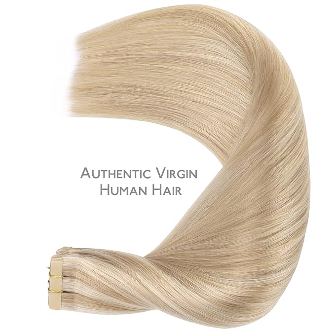 WENNALIFE Tape in Hair Extensions Human Hair, 20pcs 30g 10 inch Dirty Blonde Highlighted Bleach Blonde Remy Hair Extensions Straight Human Hair Tape in Extensions Skin Weft Extensions Hair