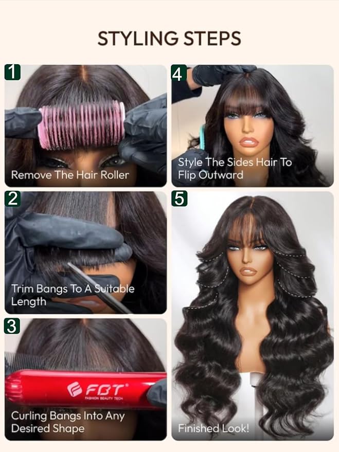 KLAIYI Pre Everything Glueless 13x4 Lace Front Wigs Human Hair Loose Body Wave Bye Bye Knots Pre Cut Lace Pre Bleached Pre Plucked 30S Ready to Wear And Go Frontal Wig with Natural Curtain Bang 18Inch