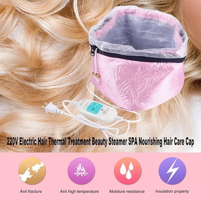 Hair Care Hat,Hair SPA,Electric Hair Thermal,Nourishing Care Hat,Hair Thermal Treatment, Temperature Adjustable Deep Conditioning Electric Heat
