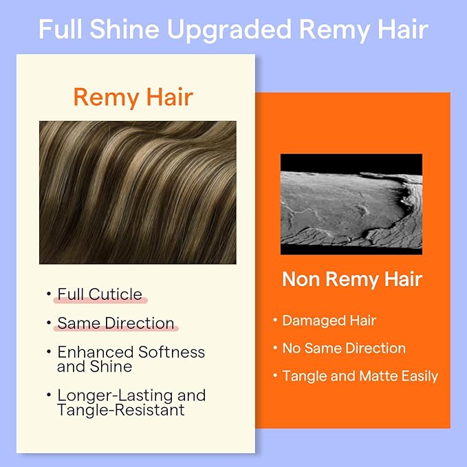 Full Shine Clip in Hair Extensions Balayage Medium Brown to Honey Blonde Hair Extensions Clip in Human Hair for Short Bob for Short Thin Hair 12 Inch 95 G 7 Pcs