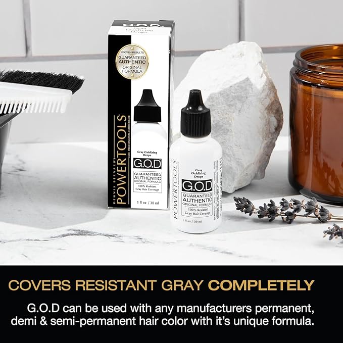 GOD, The Original Gray Oxidizing Drops | Guaranteed Authentic Original Formula l Mix Directly Into Formula For Guaranteed Grey Coverage (1 Fl Oz (Pack of 3))
