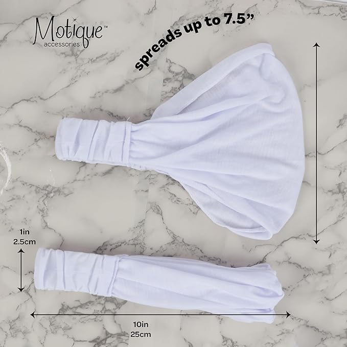 Motique Accessories White Wide Cotton Head Band Solid Boho Yoga Style Soft Hairband