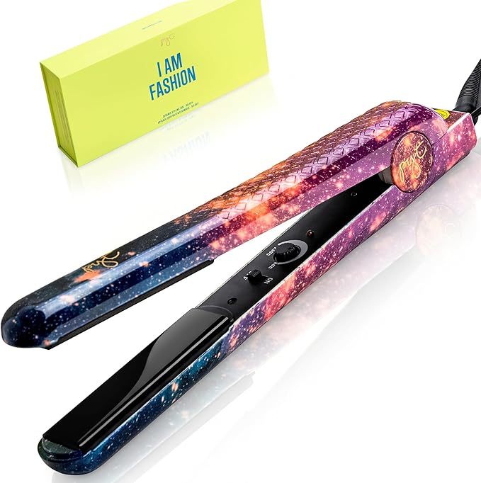 PYT Unicorn Pro Hair Straightener - Ceramic Flat Iron for Professional Styling. 150 W Power Output, Adjustable Temperature Suitable for All Hair Types. Straighten, Curl or Wave (Galaxy)