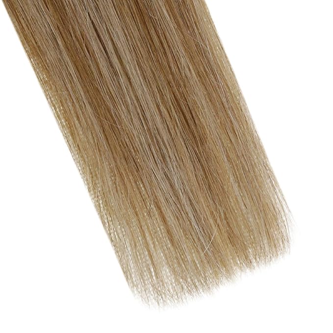 RUNATURE Human Hair Clip in Extensions, Real Hair Extensions Clip Ins, Straight Clip in Hair Extensions, Add Hair Volume, Full Ends, 12 Inch 50g 3pcs #10P16 Caramel Blonde Highlights