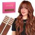 WENNALIFE Tape in Hair Extensions Human Hair Dark Auburn Copper, 10pcs 30g 16 inch Remy Invisible Tape Ins Straight Colored Soft Refill Set