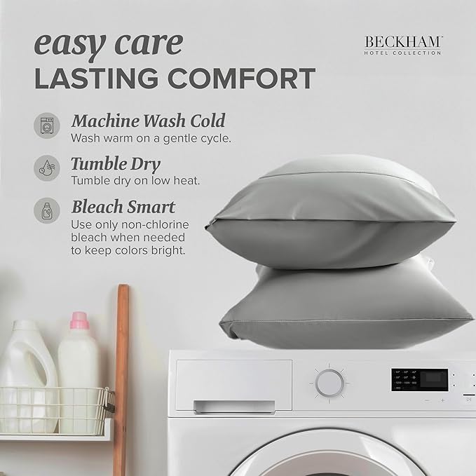 Beckham Hotel Collection Cooling Pillowcases for Hot Sleepers, Standard/Queen Size Set of 2, Cool Bedding, Envelope Closure, Silky Soft, Breathable, Moisture-Wicking, Dark Gray