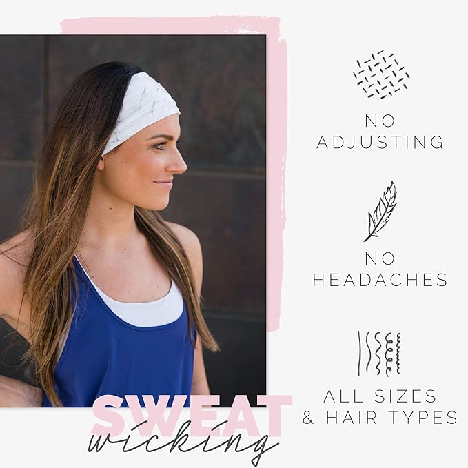 Maven Thread 4" Wide Workout Headbands for Women (2 Pack) – Non-Slip Sweatbands for Gym, Running & Yoga