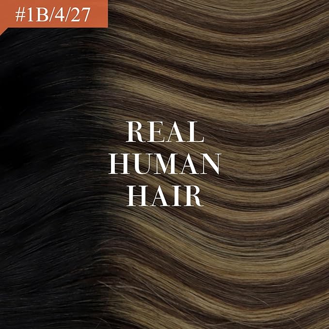 Ve Sunny Hair Extensions Ponytail Real Human Hair 80G Wrap Around Clip in Ponytail Hair Extensions Straight Extensions Human Hair for Women Black Ombre Dark Brown Balayage Caramel Blonde 14inch