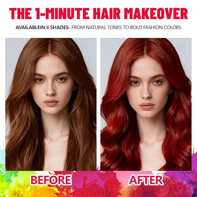 Washable Temporary Hair Color Spray Red - Instant 1-Day Use Hair Color Wax Kit with FREE Applicator Gloves & Cap for Adults & Kids, Easy Wash Out for Halloween, Cosplay, Carnival, Sports (120 ML)