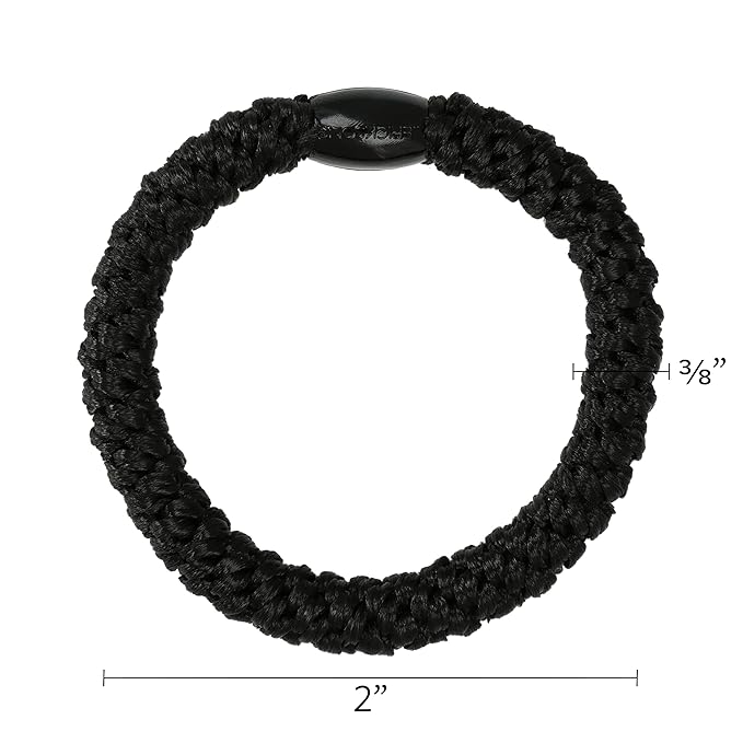 Black and Silver Hair Ties for Thick Hair, Grab & Go Pony Tube, 15 Pack, Black Metallic Pack, Thick No-Crease Bands with Strong Hold, Damage-Free Design | L. Erickson