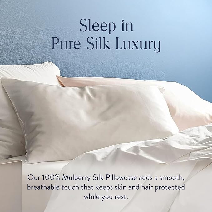 Brooklinen Mulberry Silk Pillowcase – 100% Pure Silk Pillow Case, Soft & Durable, Anti-Friction Comfort, Hight Quality Smooth Texture – Machine Washable & Breathable - Standard Size (Ivory)