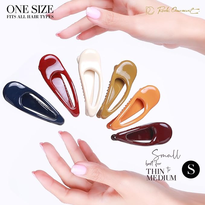 RC ROCHE 6 Pcs Small Flat Flip Hair Claw Clips for Women Alligator Duckbill Thick Hair Styling Barrette Strong Side Slide Jaw Plastic No Slip, Small Classic Multicolor