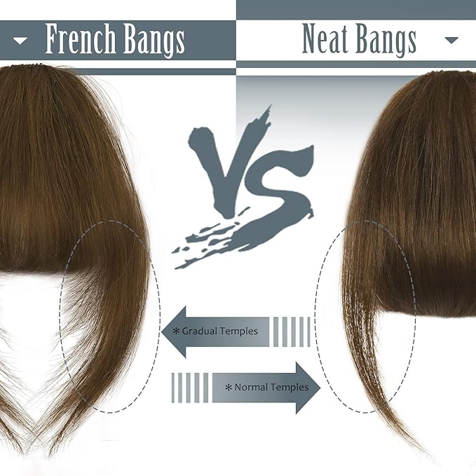 BARSDAR Real Human Hair Clip in Bangs - 100% Human Hair Clip in Bangs for Women - Auburn French Bangs Extensions Fringe with Temples Dyeable Real Hair Bangs Hairpieces - Medium Auburn