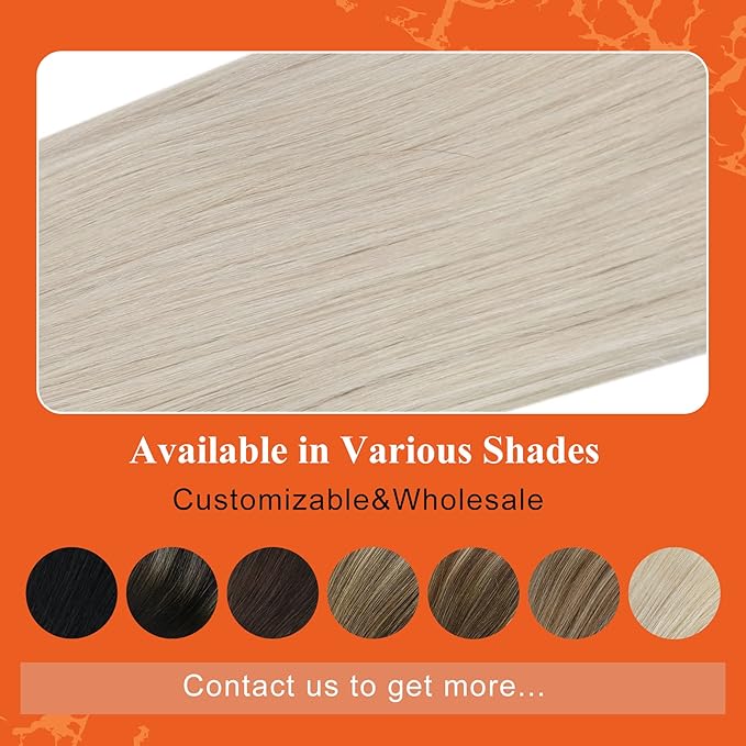Full Shine Tape in Hair Extensions 12Inch Seamless Tape in Extensions Color 1000 White Blonde Soft Remy Skin Weft Invisible Human Hair Extension for Women 20 Pcs 30 Gram Natural