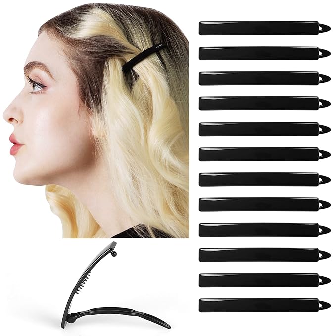 12pcs Hair Barrettes Set for Women and Girls, Hair Clips for Thick Thin Fine Hair, Non-metal Hair Accessories, Non-Slip Grip Handmade Snap Hairpin, BPA Free